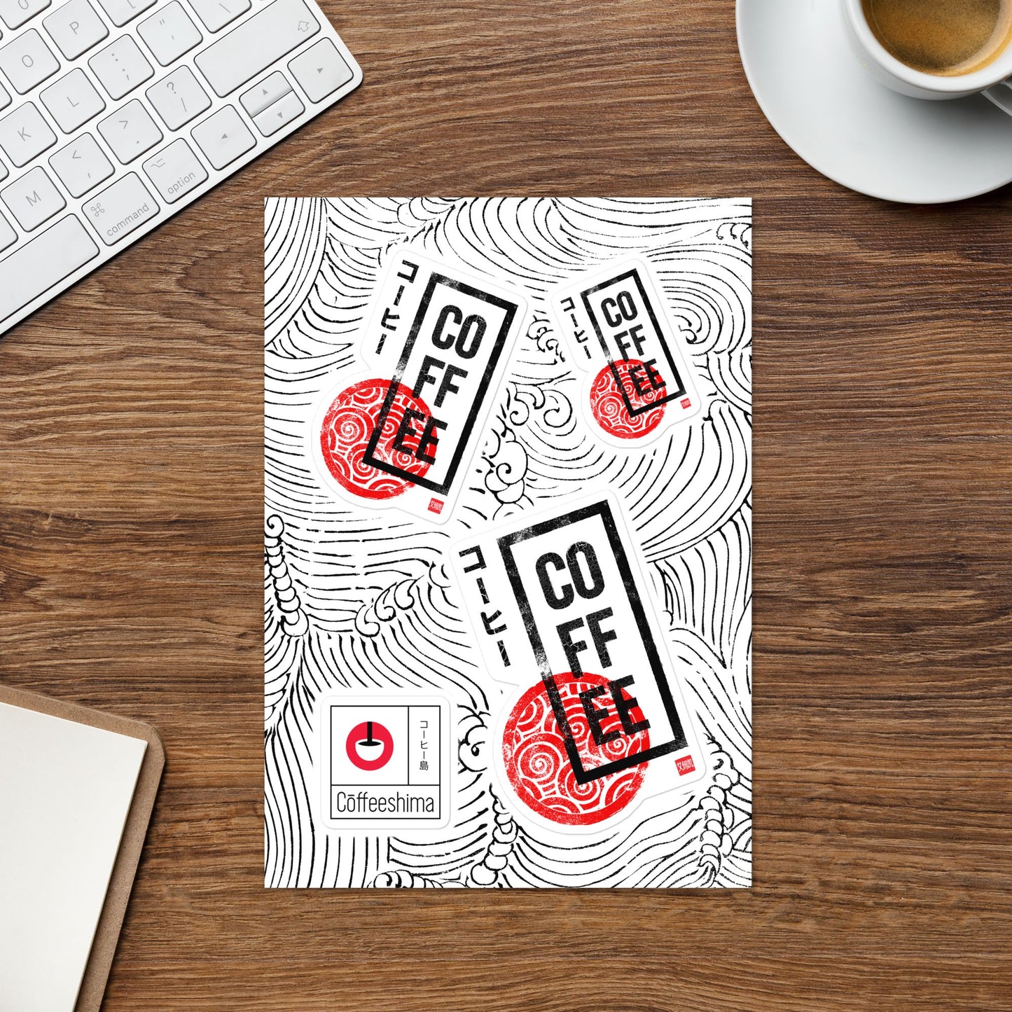 Coffee Red Weave Stamp Sticker sheet