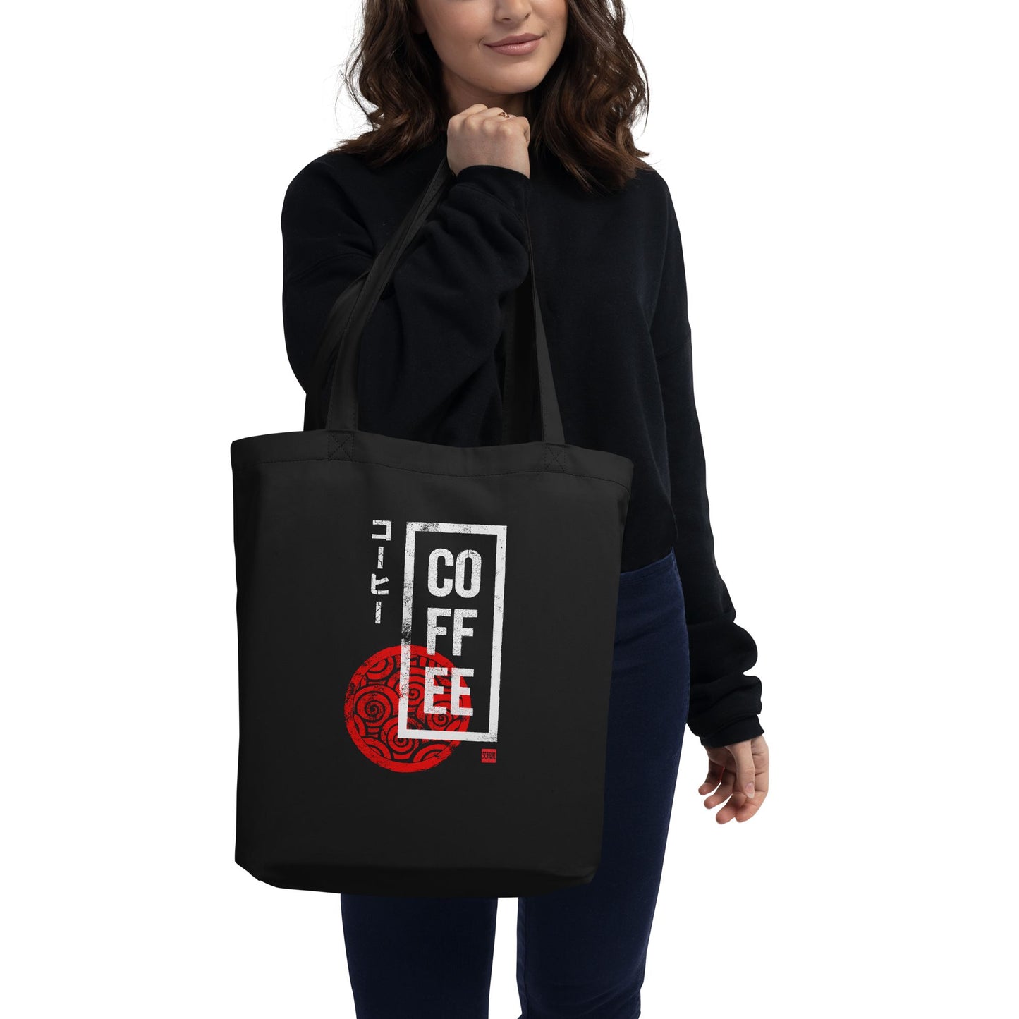 Coffee Red Weave Stamp Tote Bag