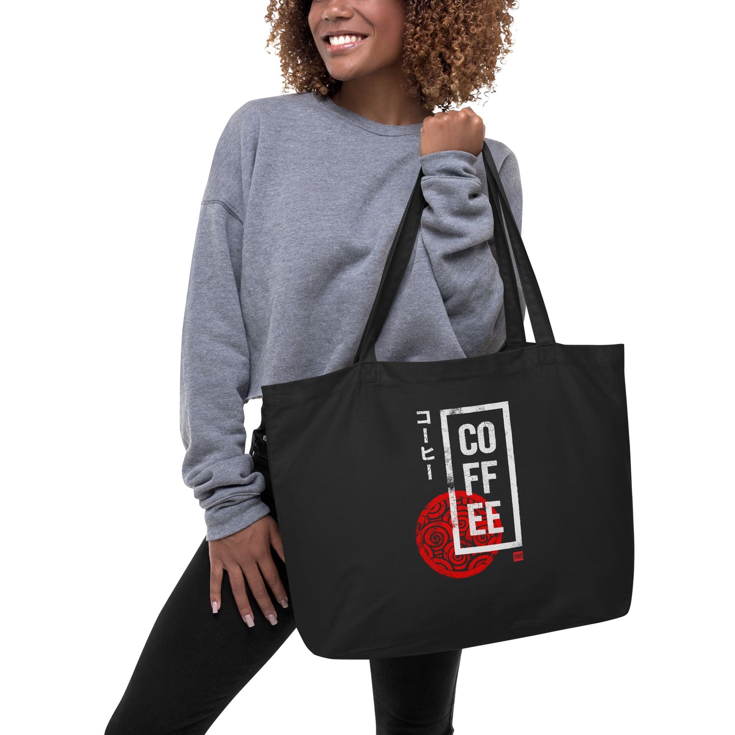 Coffee Red Weave Stamp Tote Bag